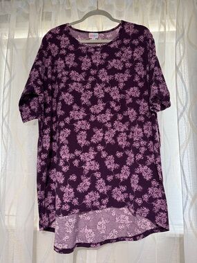 LuLaRoe Dark Purple Short Sleeve Floral Tunic